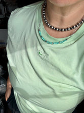 Load image into Gallery viewer, 15-Inch Paperclip Chain Necklace with Blue Turquoise Nugget &amp; Sterling Saucer Pearls
