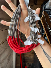 Load image into Gallery viewer, 15-Inch Red Magnesite Heishi Necklace – Sterling Silver Pearls, Handmade
