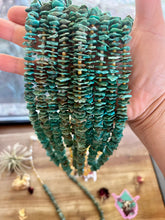 Load image into Gallery viewer, 28 inch long green chips turquoise necklace
