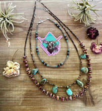 Load image into Gallery viewer, 26 inch long fall necklace with purple spiny and shell Western jewelry
