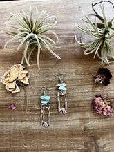 Load image into Gallery viewer, None polish turquoise dangle earrings rectangle
