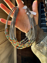 Load image into Gallery viewer, Sterling Silver Pearl Choker with Turquoise &amp; Spiny Oyster Heishi
