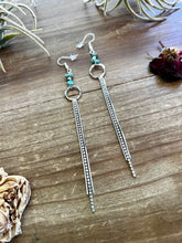Load image into Gallery viewer, Chic dangle earrings with Sterling silver pearls and turquoise
