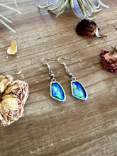 Load image into Gallery viewer, Blue/green dangle and Sterling silver pearls earrings - cowgirl earrings
