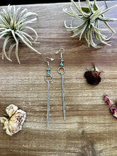 Load image into Gallery viewer, Chic dangle earrings with Sterling silver pearls and turquoise
