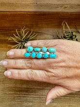 Load image into Gallery viewer, Adjustable Kingman Turquoise Statement Ring – USA Made, 9 Stones
