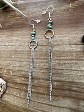 Load image into Gallery viewer, Chic dangle earrings with Sterling silver pearls and turquoise
