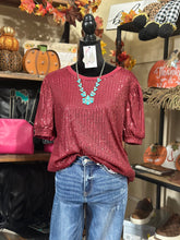 Load image into Gallery viewer, Back To Work Sequin Top - Maroon
