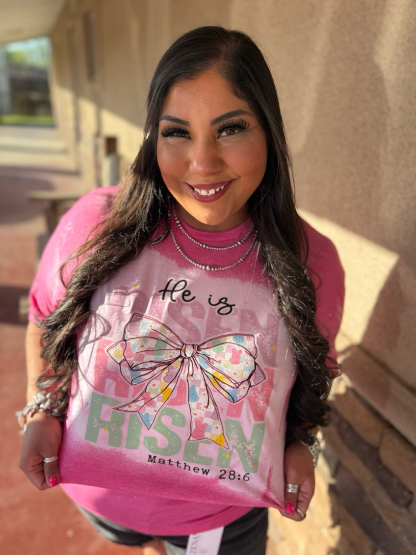 HE IS RISEN- BLEACHED TEE