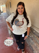 Load image into Gallery viewer, FAUX RHINESTONE TURKEY GRAPHIC TEE
