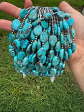 Load image into Gallery viewer, 15-Inch Flat Blue Turquoise &amp; Sterling Silver Pearl Choker
