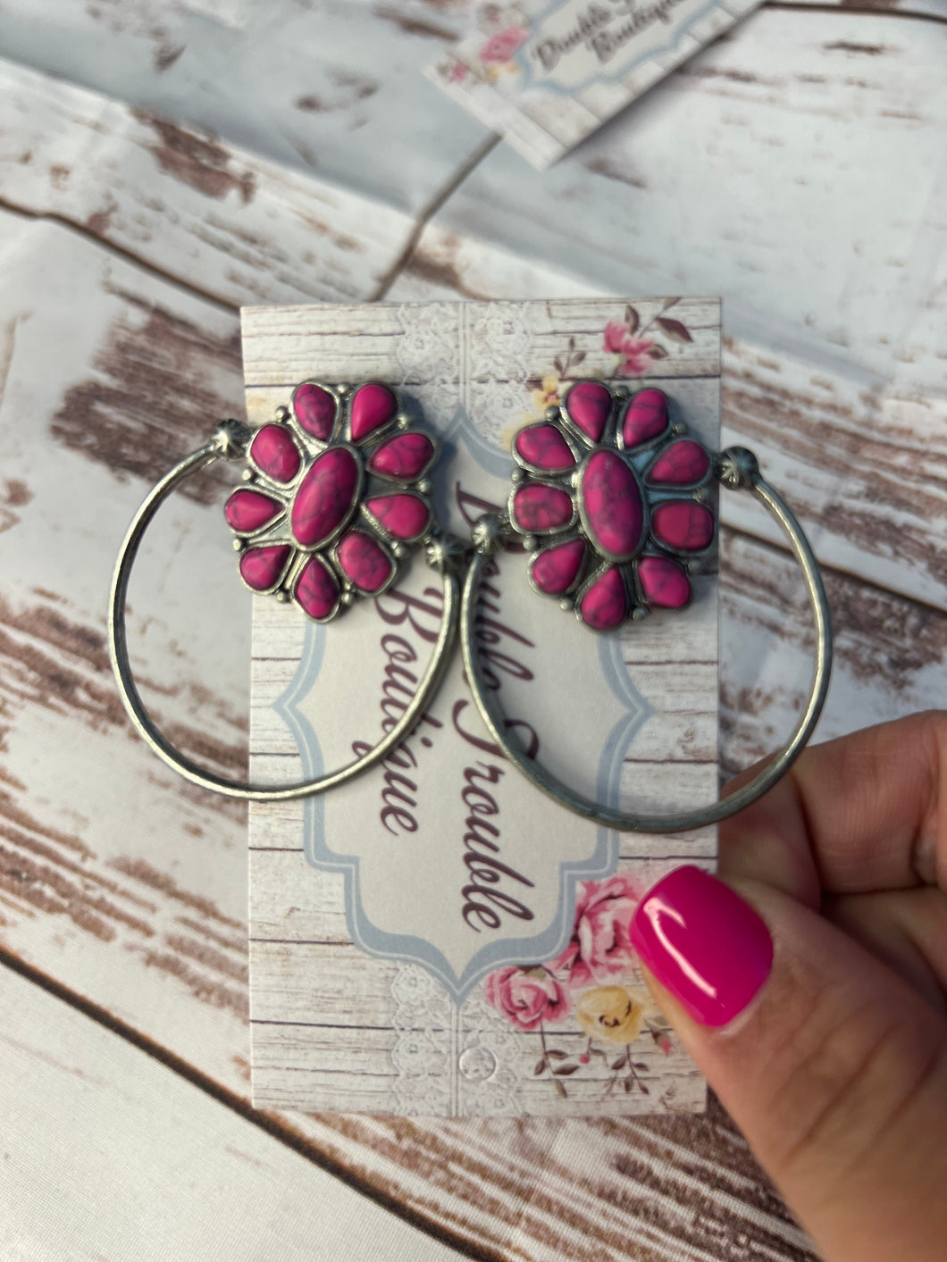 Pink Blossom Hoops