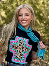 Load image into Gallery viewer, Callie Ann Stelter Spring Time Leopard Cross Tee
