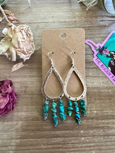 Load image into Gallery viewer, teardrop earrings real turquoise nuggets
