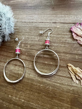 Load image into Gallery viewer, Pink mermaids beads on hoop earrings
