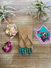 Load image into Gallery viewer, teardrop earrings real turquoise nuggets
