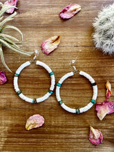 Load image into Gallery viewer, Shell hoop and turquoise earrings
