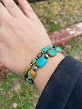 Load image into Gallery viewer, Real Turquoise  Bracelet with Sterling Silver Pearls
