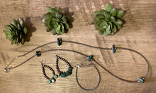 Load image into Gallery viewer, Teardrop turquoise and Sterling Silvers Pearls earrings
