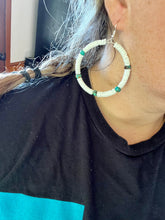 Load image into Gallery viewer, Shell hoop and turquoise earrings
