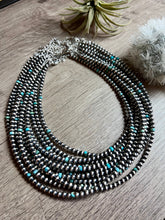 Load image into Gallery viewer, 4 mm Sterling Silver Pearls and turquoise choker
