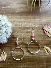 Load image into Gallery viewer, Pink mermaids beads on hoop earrings
