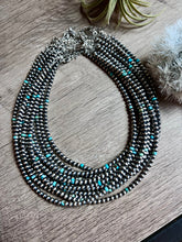 Load image into Gallery viewer, 4 mm Sterling Silver Pearls and turquoise choker
