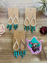 Load image into Gallery viewer, teardrop earrings real turquoise nuggets
