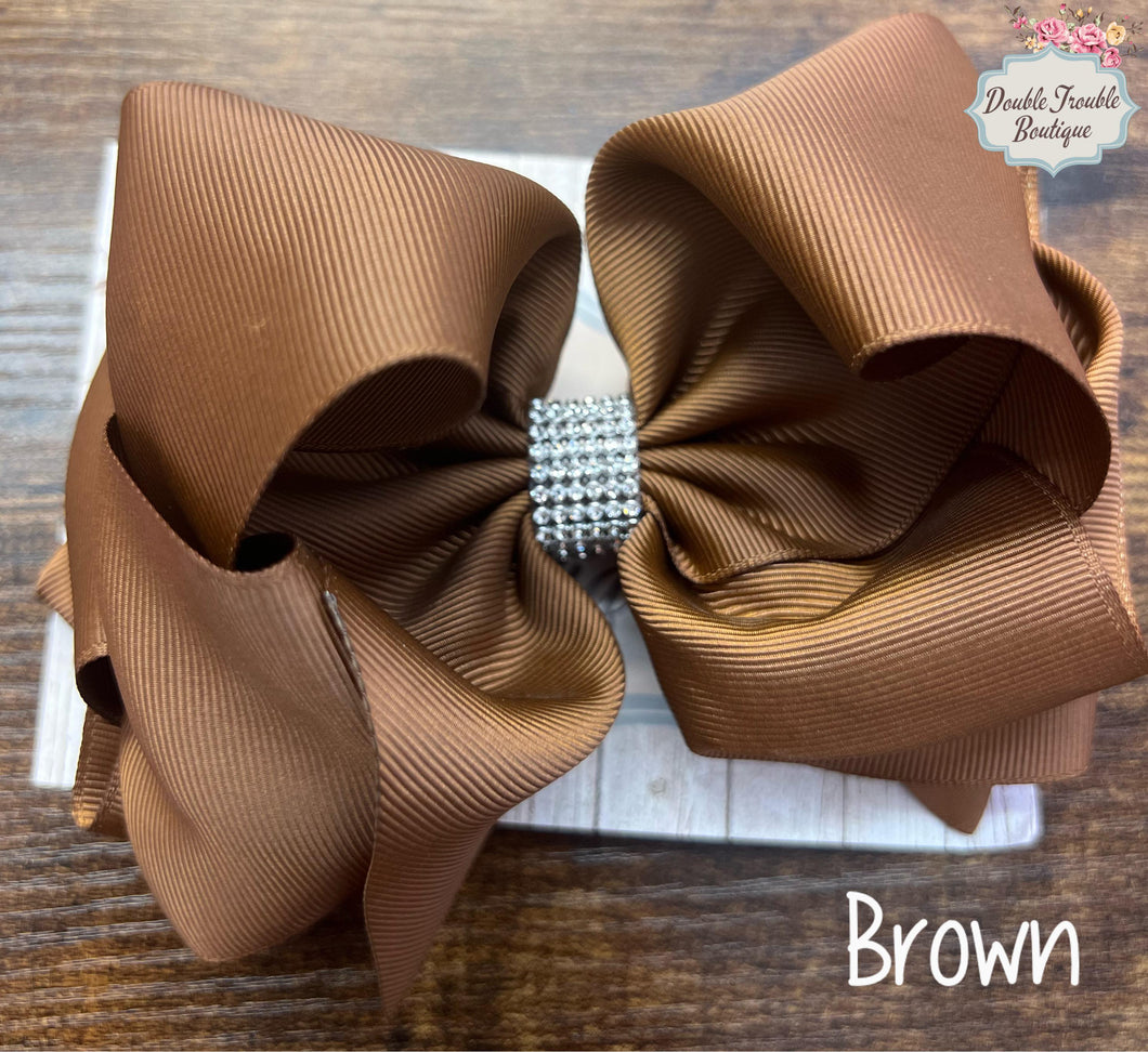 BROWN DOUBLE STACKED BOW