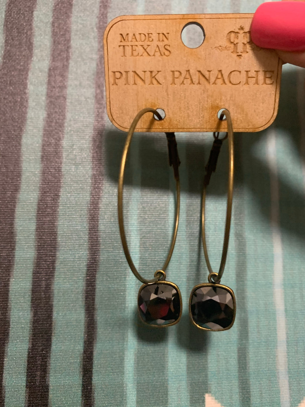 Pink Panache Alli Hoop Earrings- Bronze Black